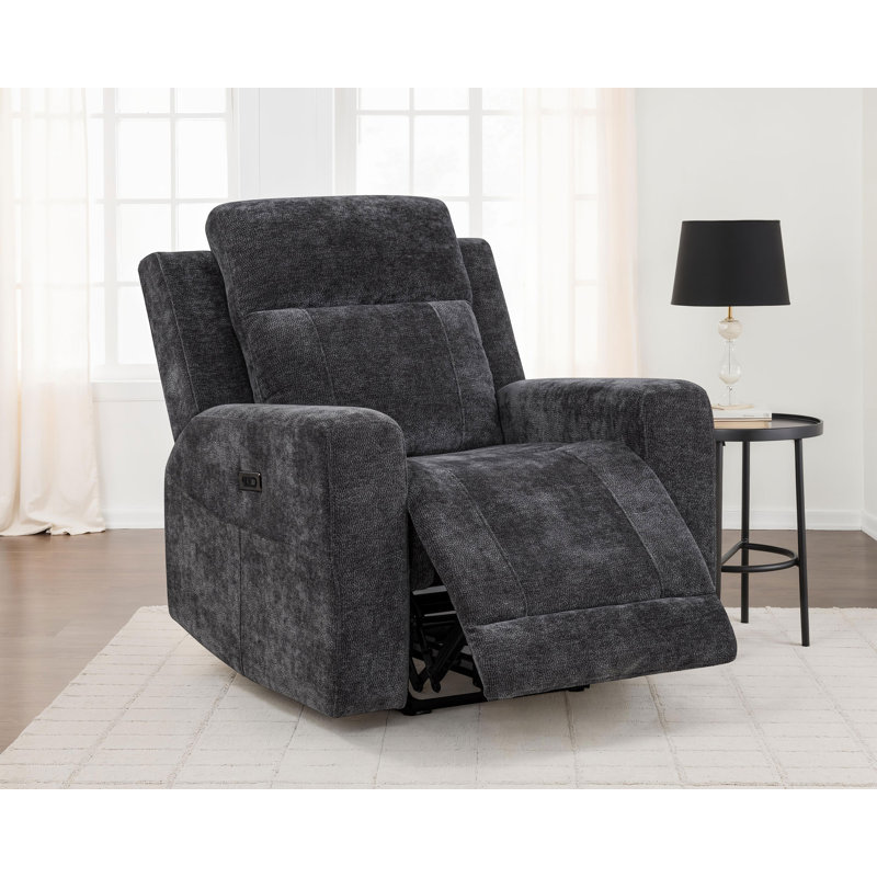 Fauteuil inclinable électrique Kennett gris foncé en chenille, Gris