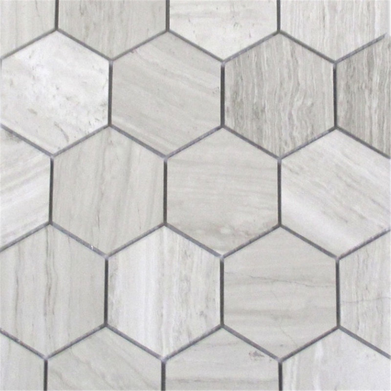 Athens Silver Cream Marble 3 Inch Hexagon Mosaic Tile Polished