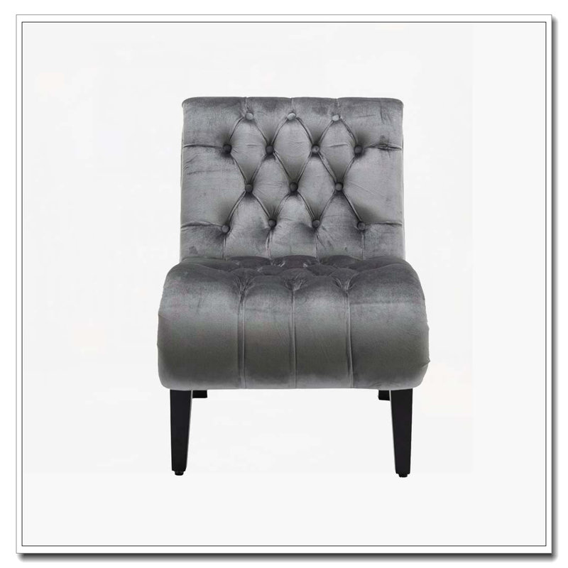 Chaise de salon en velours sans accoudoirs, Argent argent
