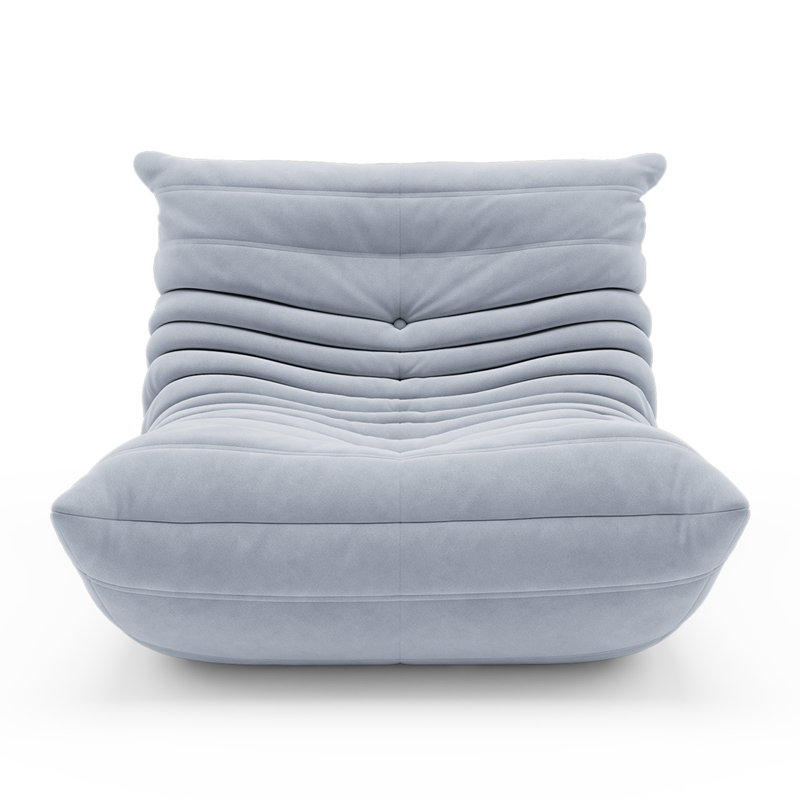 Danial Foam Armless Bean Bag Lounger, Navy Blue Microfiber/Microsuede