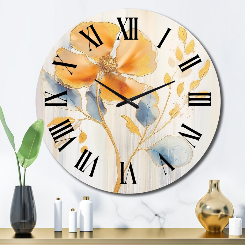 Horloge murale jaune et bleue Harmony In Chaos II, Grand
