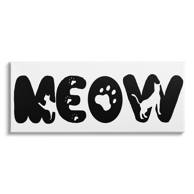«Meow Expression», art textuel, Toile tendue, H 20 po x l 48 po