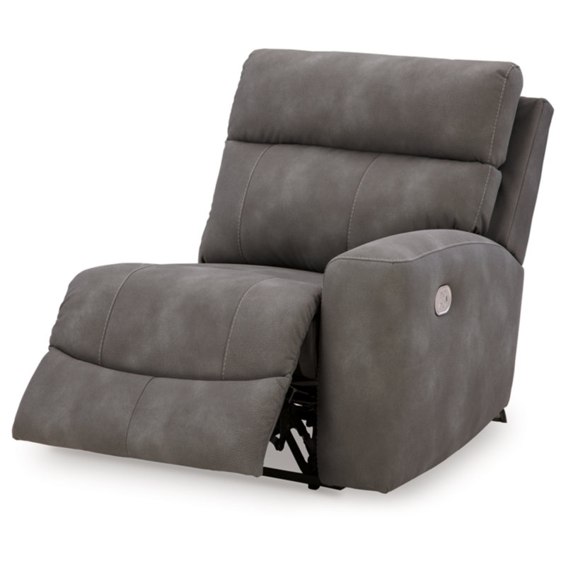 Matsuda 4-Piece Power Reclining Sectional, Similicuir gris