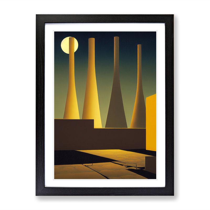 Architecture under the Moon - Wall Art, Black Framed Paper, 64cm H x 46cm W x 2cm D