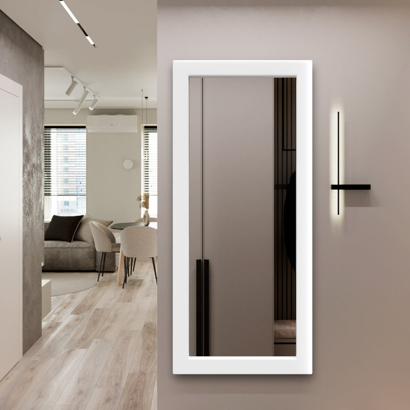 Wood Rectangle Mirror, White, 65" x 30"