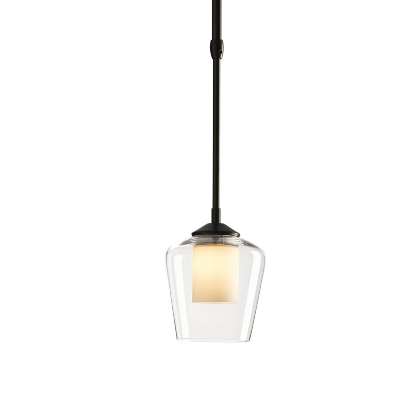 Simple Mini Pendant - Opal/Clear Glass, Black