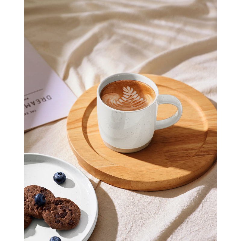 Daytona Stackable Stoneware Coffee Mugs, White