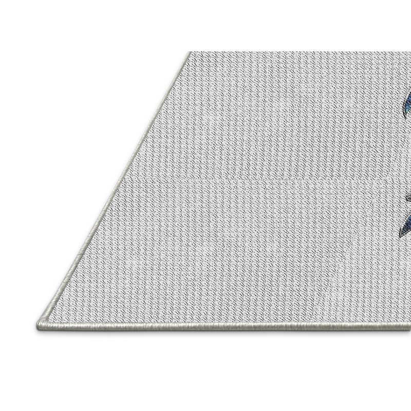 Tapis gris/noir/bleu à motifs, Rectangle 5 pi x 7 pi