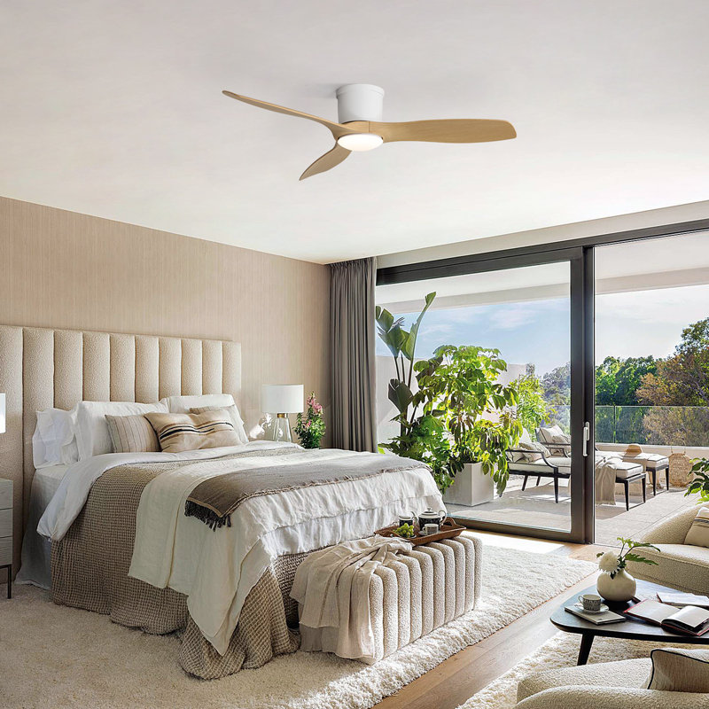 Ventilateur de plafond encastré moderne de 52 pouces avec moteur à courant continu réversible à DEL à intensité variable