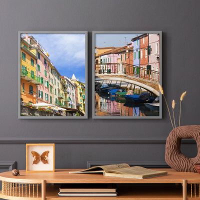 Cinque Terre - reproduction encadrée de qualité supérieure - prête à être accrochée - aucun clou requis - aucun clou requis