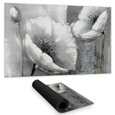 Industrial Monochrome Flowers - Modern Gaming Mat for Home Decor