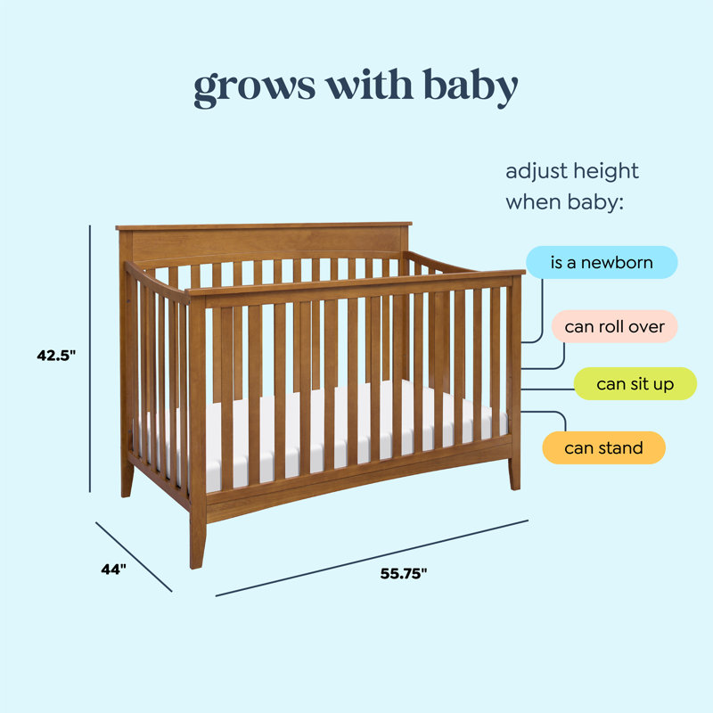 Chestnut Pine Wood 4-in-1 Convertible Crib
