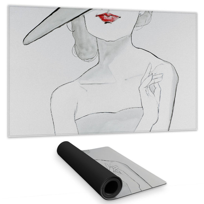 Woman with hat - 14.00"x24.25" Desk mat