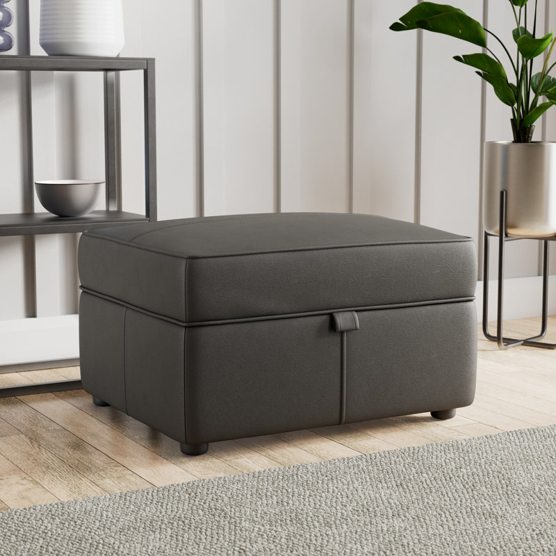 Marylin Wide Rectangle Footstool Ottoman with Storage, Raven