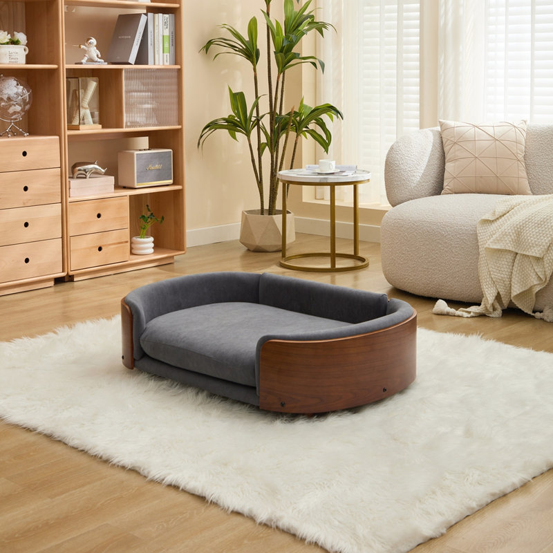 Canapé pour chien de style scandinave, Gris foncé / brun, Grand (H 11,02 po x l 38,58 po x P 26,77 po)