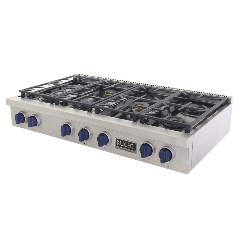 48" 7 Burner Cooktop, Liquid Propane, Royal Blue