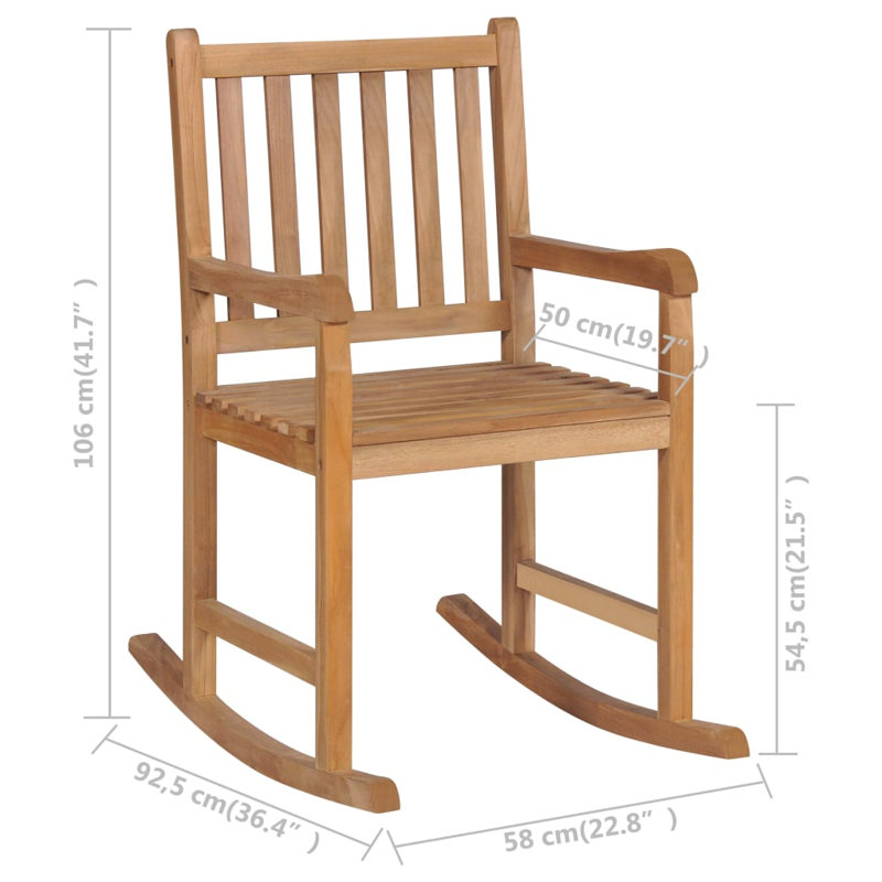 Chaise berçante en bois de teck massif