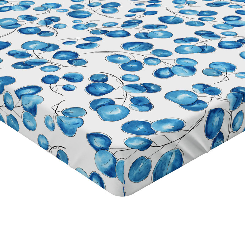 Drap-housse à motif floral Ambesonne, Drap-housse de taille très grand, Bleu azur, blanc / floral