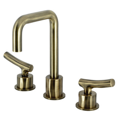 Kingston Brass Hallerbos Two-Handle 3-Hole Deck Mount Widespread Bathroom Faucet with Push Pop-Up Drain