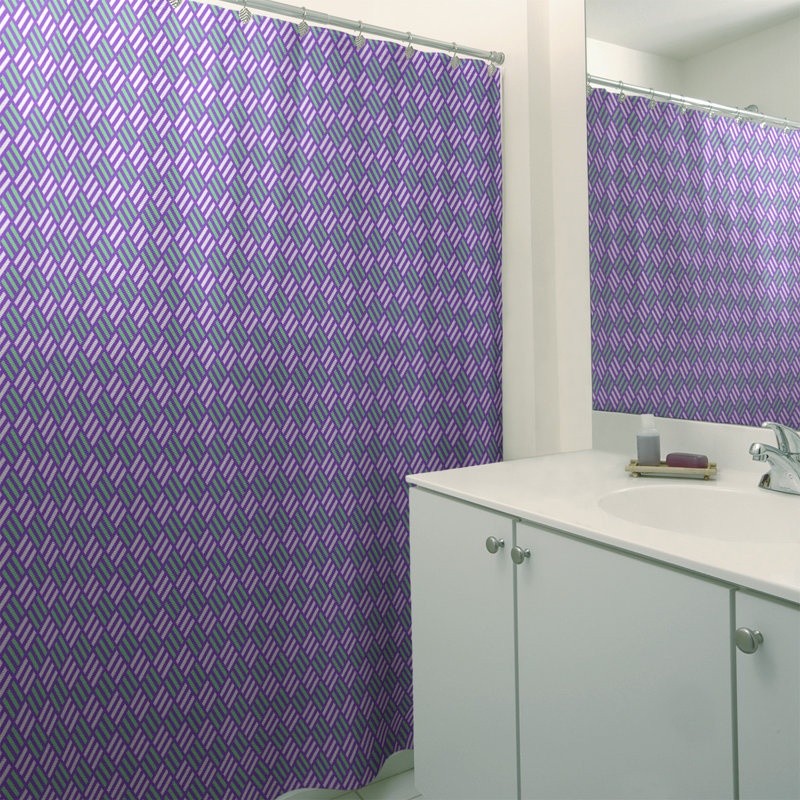 Rideau de douche simple à motif de losanges classiques, Mauve / Vert