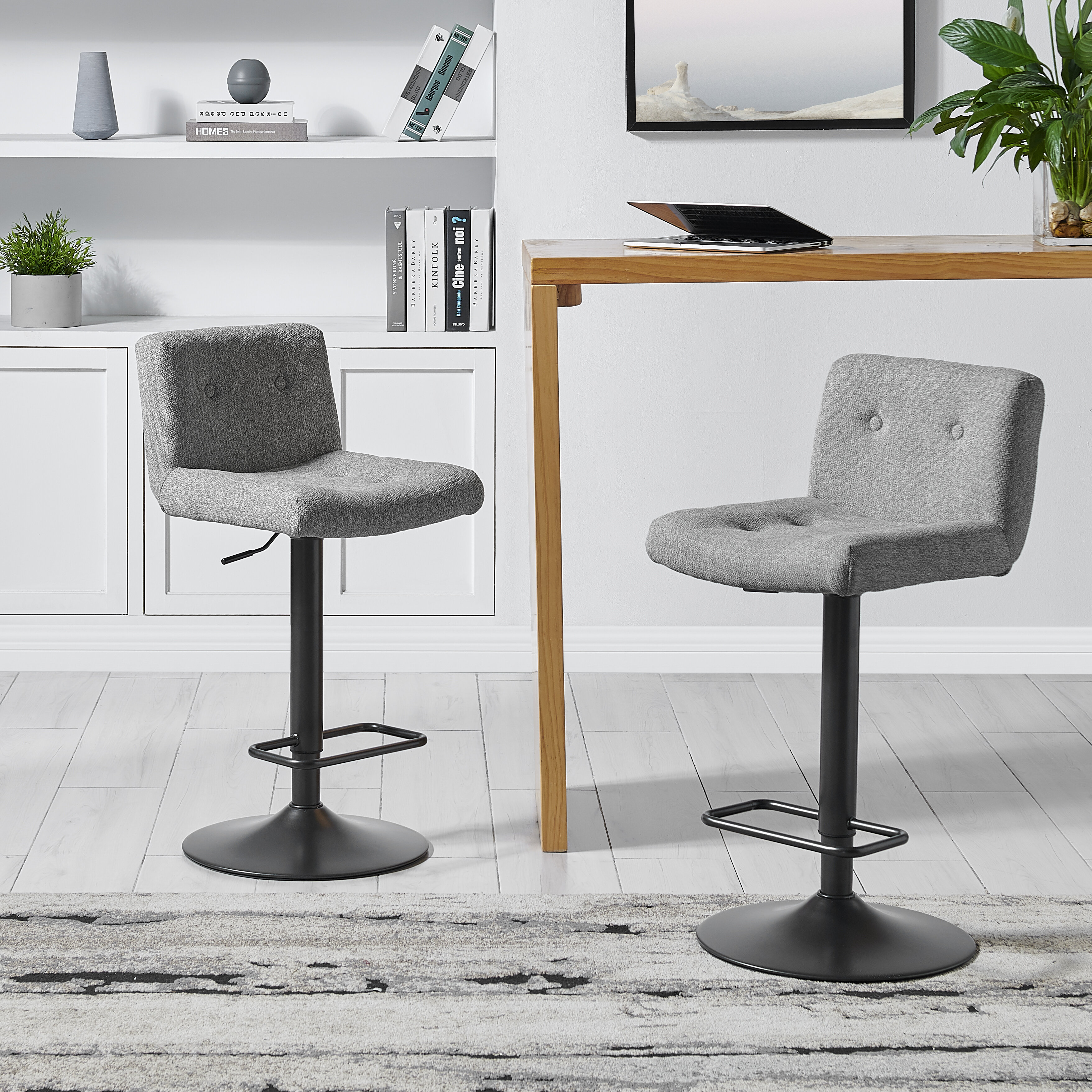 Jude KD Fabric Gaslift Swivel Bar Stool Set Of 2