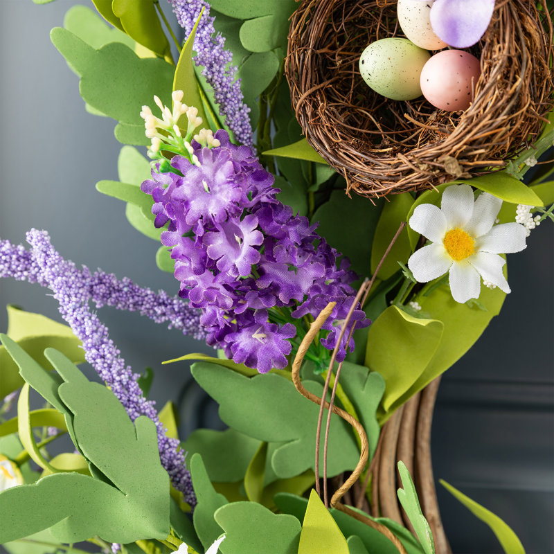 24"D Spring Lavender & Bird Nest Wreath