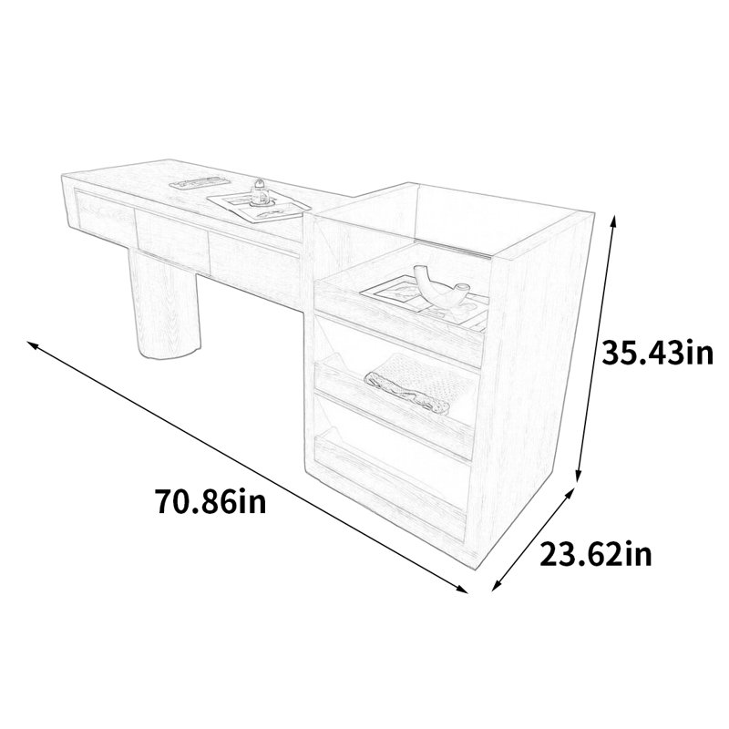 Armoire pour îlot central en bois massif de style rétro, H 35,43 po x l 70,86 po x P 23,62 po