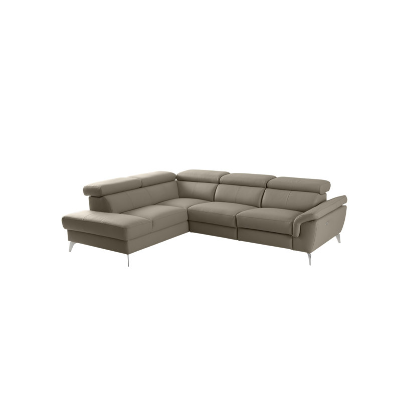 Debanos Vegan Leather Corner Electric Reclining Sofa with Storage , Tan, Left Hand Facing