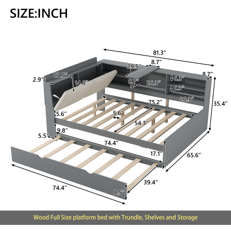 Lit plateforme avec rangement, Double