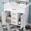 Meuble-lavabo blanc 36 po avec lavabo, portes à fermeture douce et poignées dorées