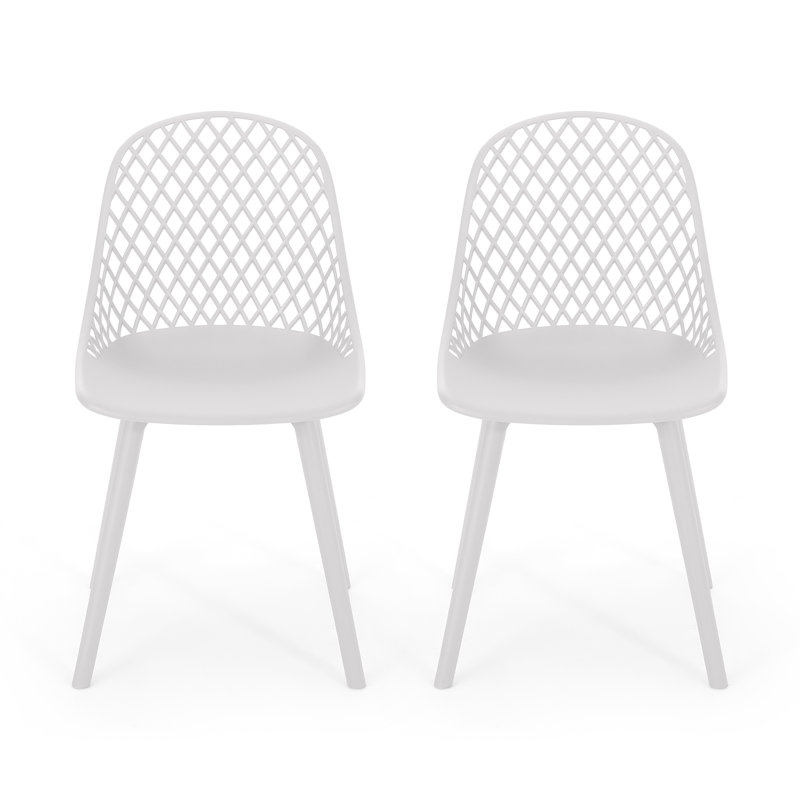White Polypropylene Outdoor Chairs - , Stable, Weather-, Diamond Mesh Seating White, , Styled, White