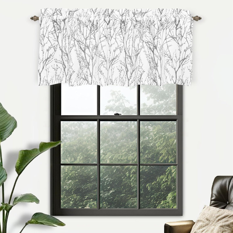 Carbone Branch Tailored Window Valance, Gray
