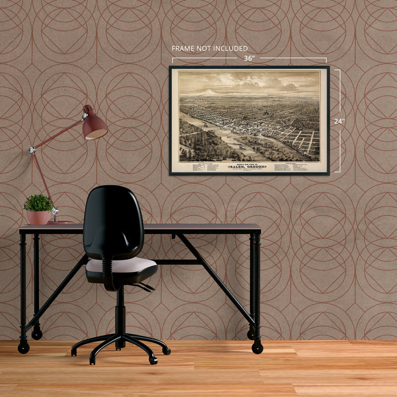 1876, Salem, Oregon, carte, affiche, art mural sur papier