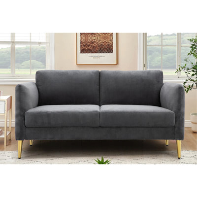 Velours côtelé de 59,76 po de largeur Mid-Century, rembourrage en mousse, siège confortable, convient aux coussins compacts, aux accoudoirs à profil bas, idéal pour les petits dortoirs