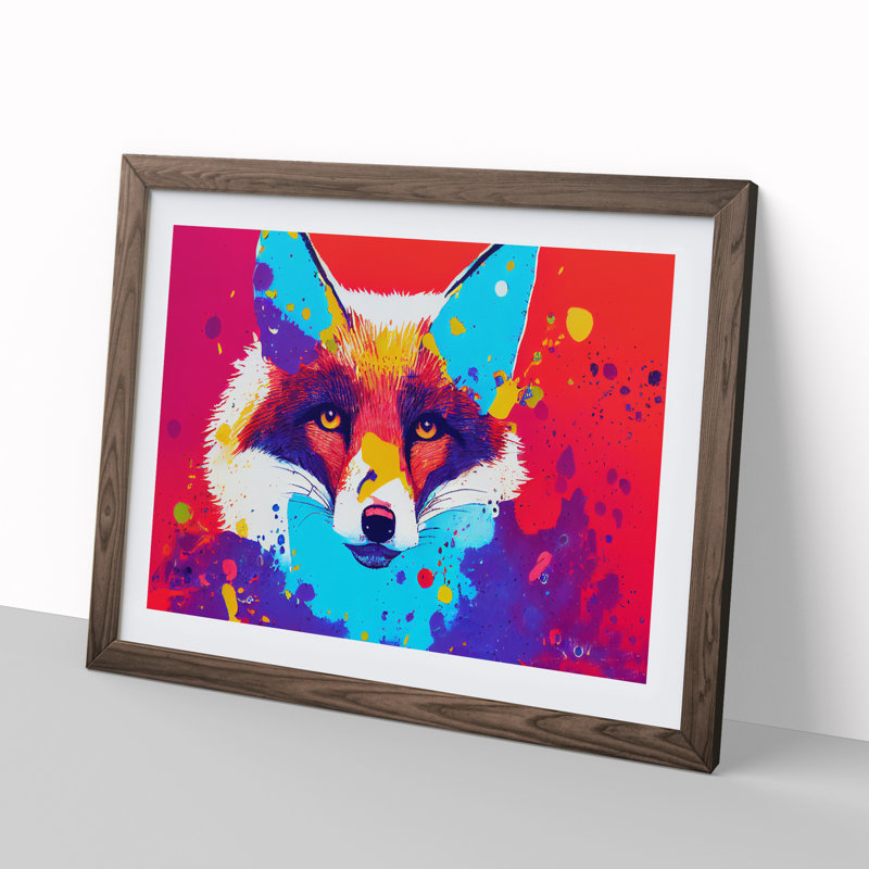 Fox Splatter Vol.4 Abstract - Single Picture Frame Print, 46cm H x 64cm W x 2cm D, Walnut