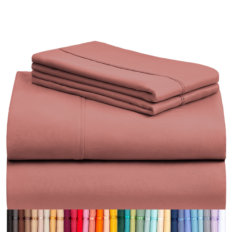 Luxclub 3 PC Salmon Pink Twin Silky Soft Cooling Extra Deep Pocket Performance Sheet Set, Twin Sheet Set with 1 Pillowcase
