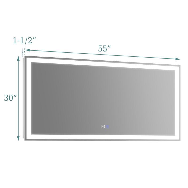 Kolston Metal Rectangle Wall Mirror, 30" x 55"