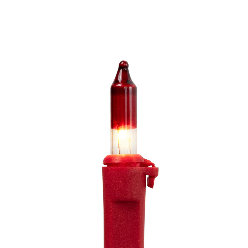 Mini Christmas Light Set - Green Wire, Clear/Red, 258"