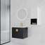 Meuble-lavabo moderne avec lavabo en céramique et boîte de rangement latérale - Armoire murale noire 24 po-2132191548