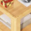 Table d'appoint roulante en bois massif naturel à 3 niveaux, finition naturelle