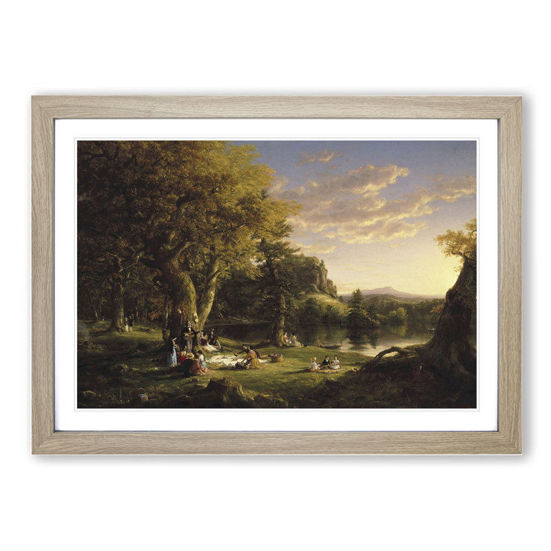 The Picnic by Thomas Cole - Picture Frame Painting, Oak Framed, 27cm H x 36cm W x 2cm D