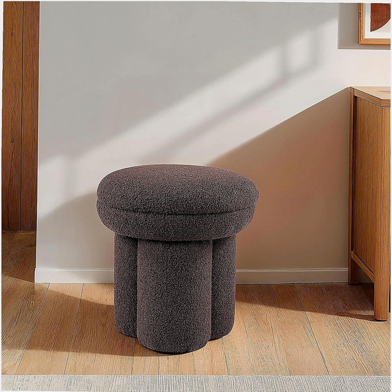 Chaise de style contemporain à dessus arrondi et base piédestal avec tabouret et champignon au fini brun, Brun