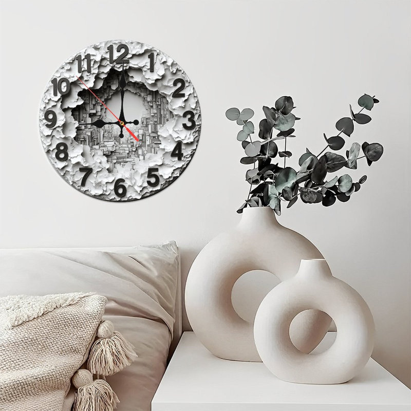 Horloge murale texturée blanche