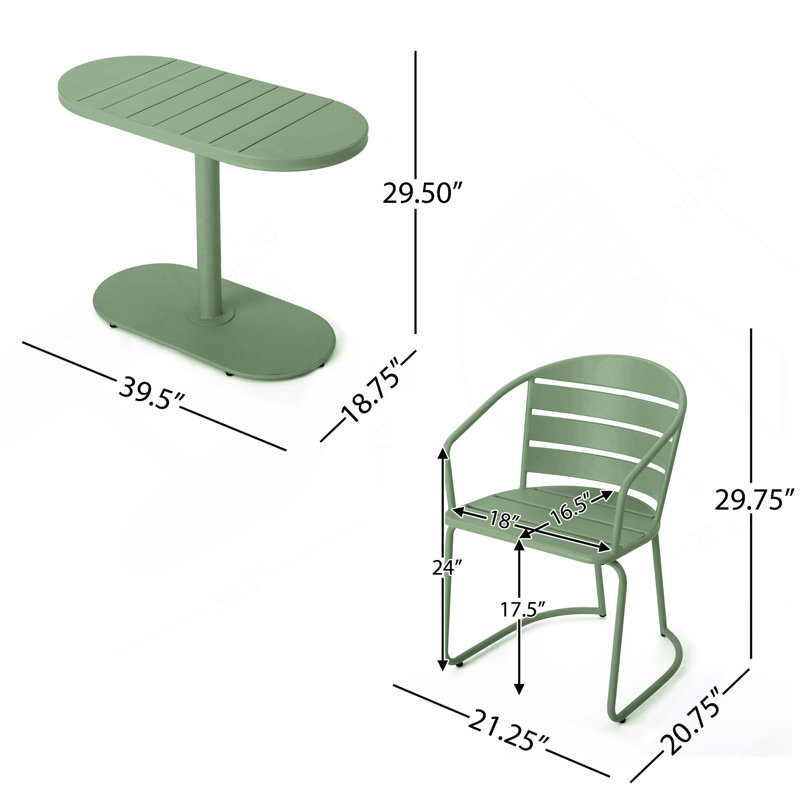 Monica Bistro Set, Dark Green