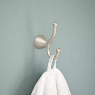 Arvo Double Towel Hook Bath Hardware Accessory in Brushed Nickel