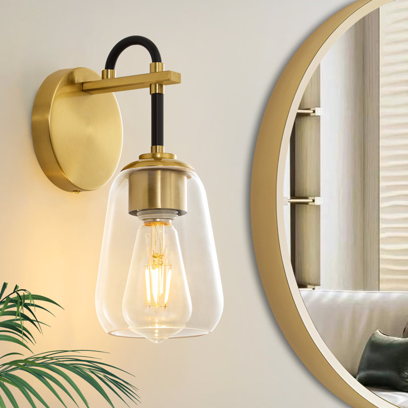 Modern Gold Swing Arm Wall Sconce, 1-Light Iron Sconce Lighting for Bedroom, Bathroom, Living Room & Hallway