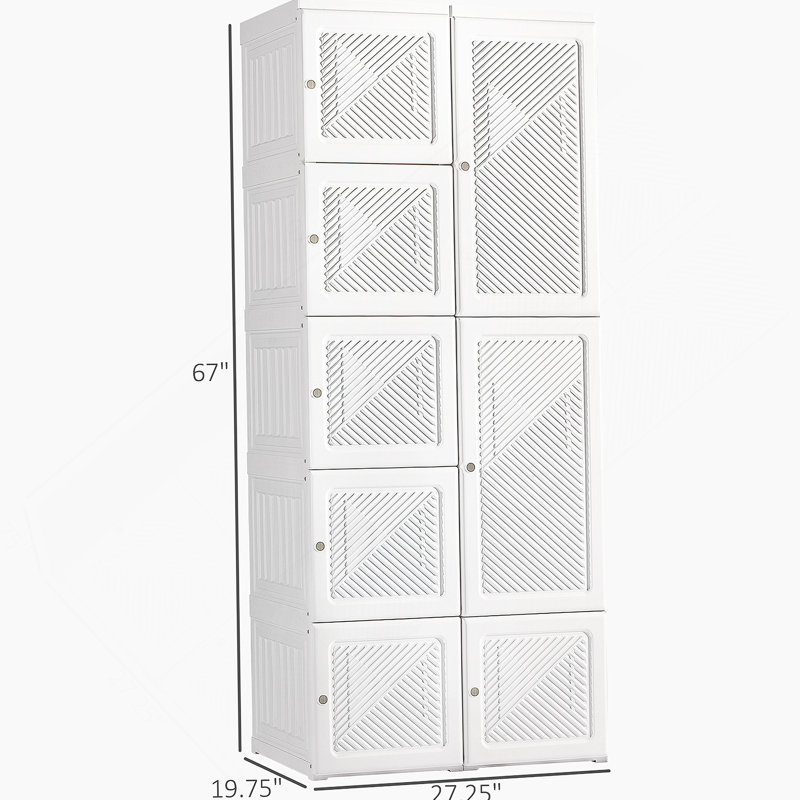 Garde-robe portable, armoire de chambre pliante, organisateur de rangement de vêtements avec 8 compartiments cubes, tringle, portes magnétiques