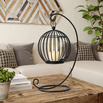 11" H Metal Candle Lantern, Decorative Candle Holder for Indoor Outdoor Tabletop Mantel