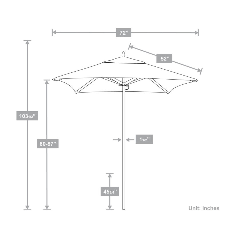 Parasol de marché carré 6 pi Manuell, Toile Sunbrella® naturel