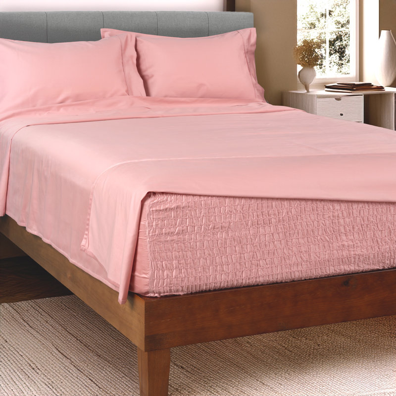 Ensemble de draps 300 fils en coton BedTite, Ensemble de draps pour lit simple avec un drap-hou, Mauve